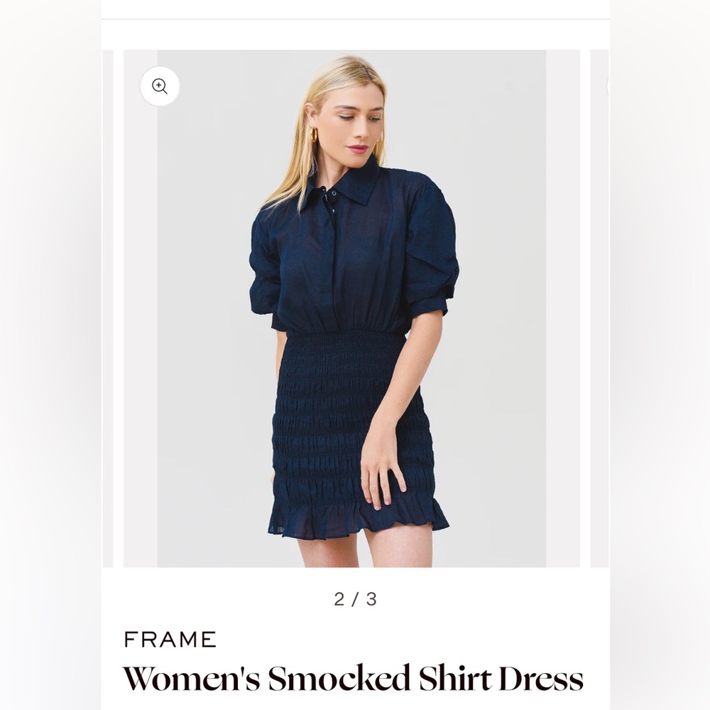 FRAME Navy Blue Linen Dress